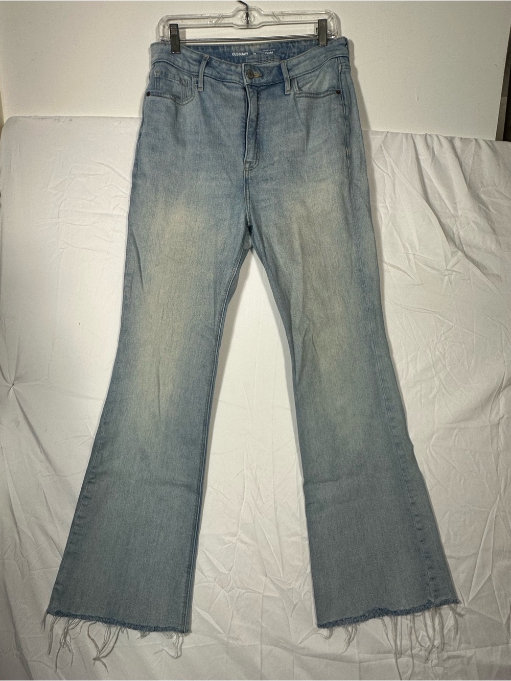 Old Navy Light Blue Flare Jeans with Frayed Hem